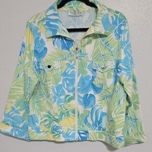 Tropical Leaf Print Women's Jacket